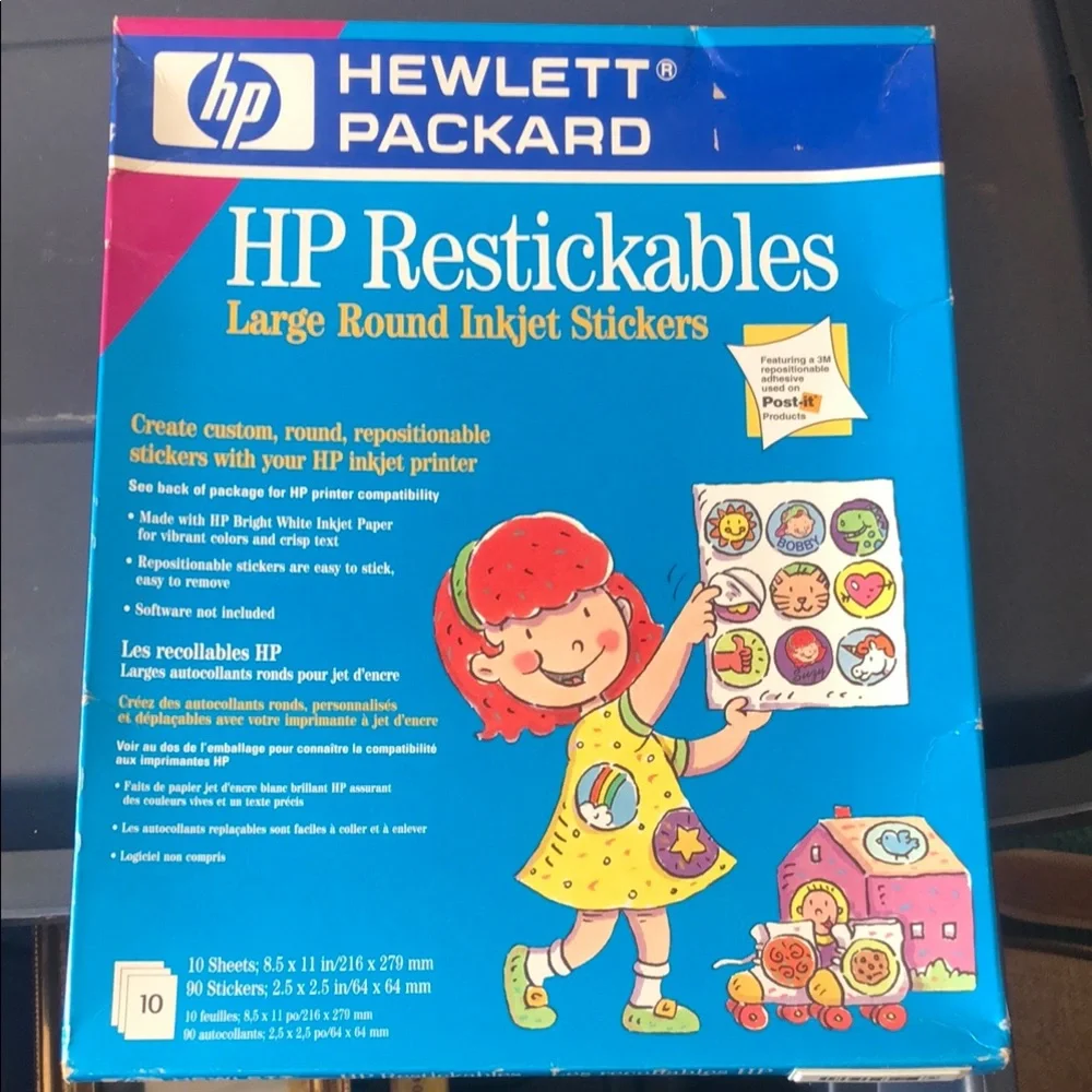 HP Restickables Large Round Inkjet Stickers - Blue